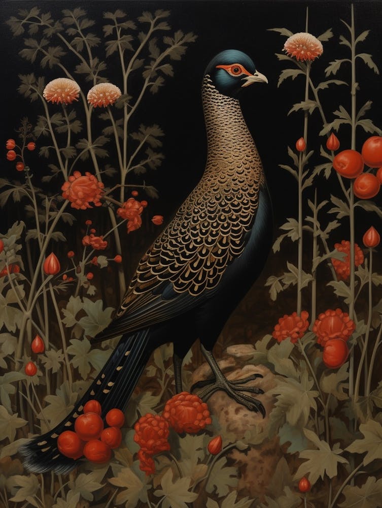 Dark And Moody Botanical Pheasant 7