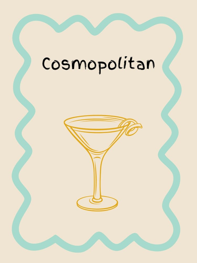 Cosmopolitan Doodle Poster Teal & Orange