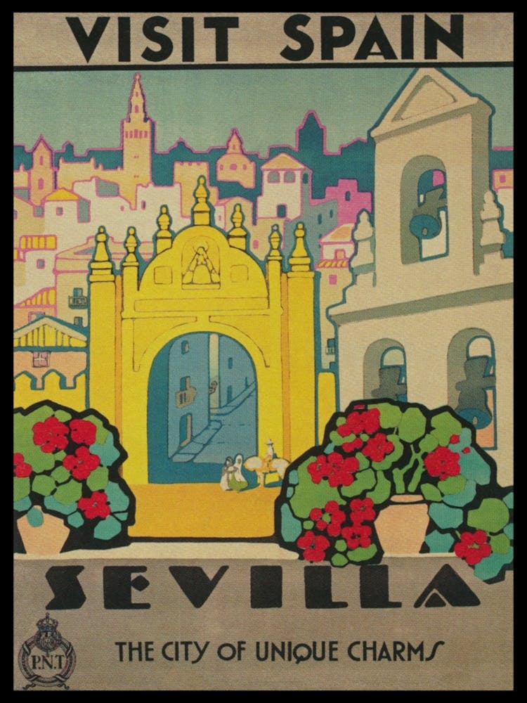 Visit Spain Sevilla Spain Vintage Travel Poster