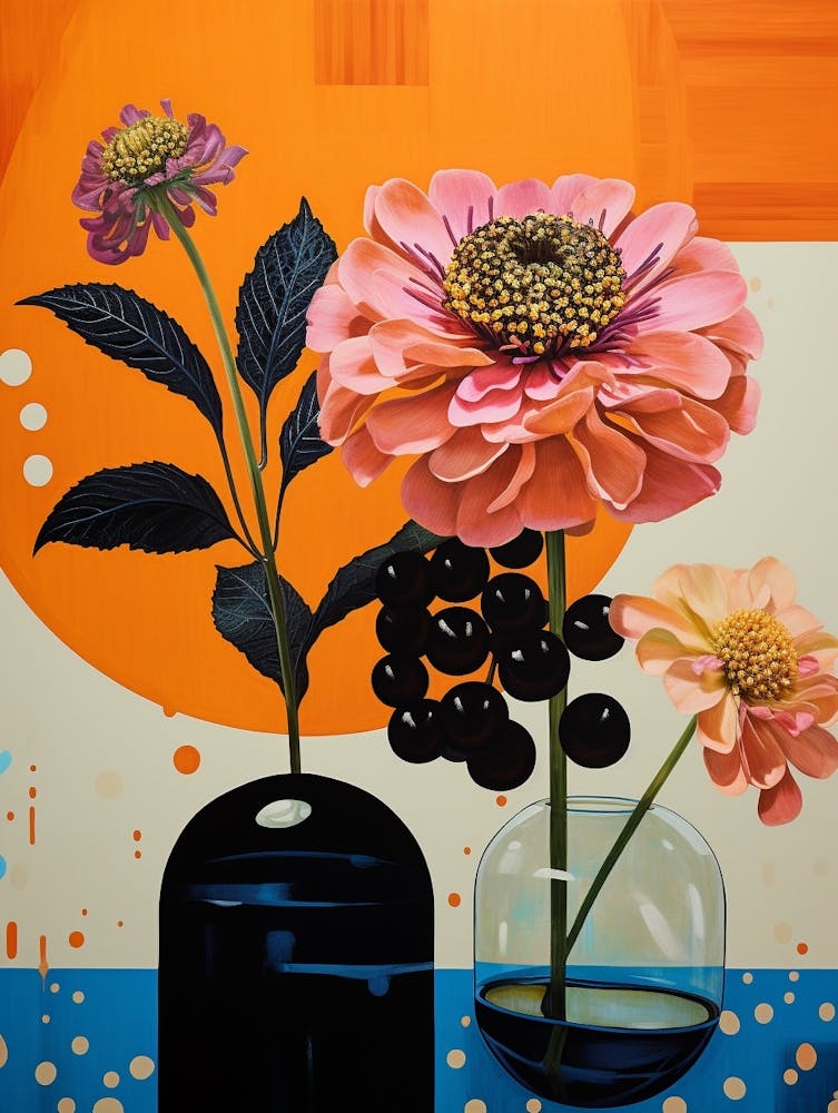 Surreal Florals Zinnia 1 Flower Painting