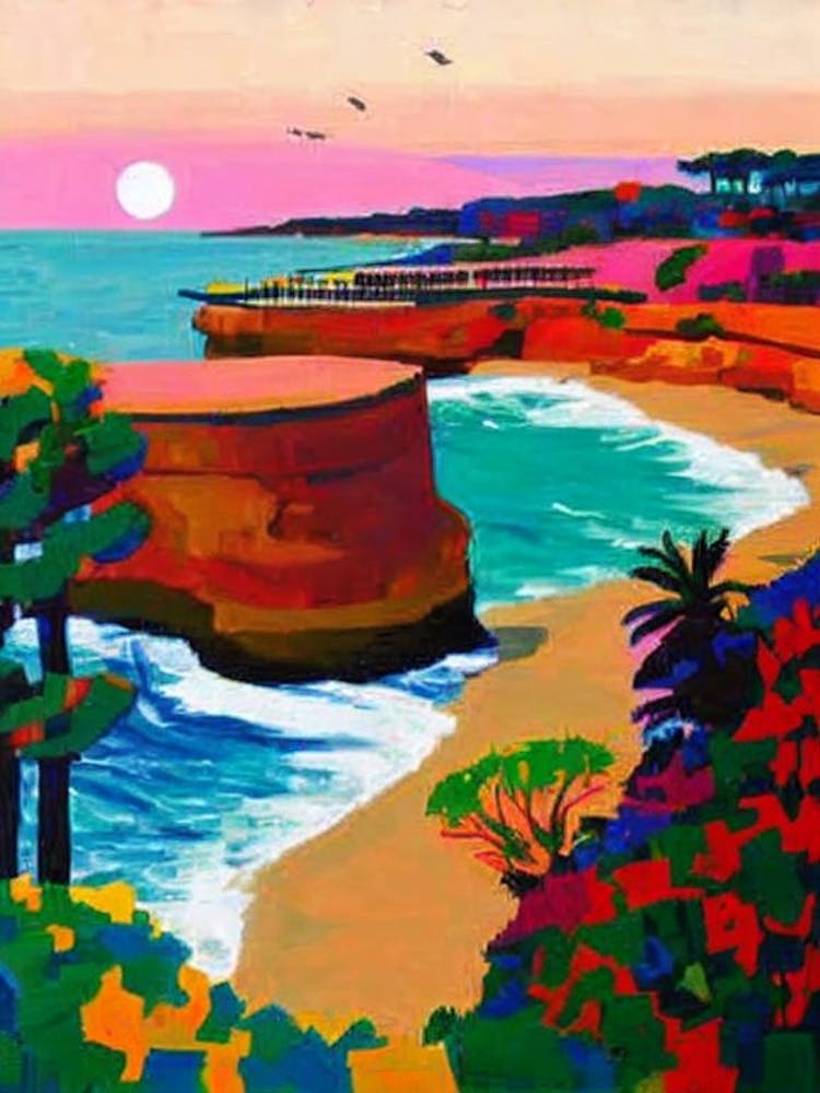 La Jolla Cove, San Diego, California Hockney Style