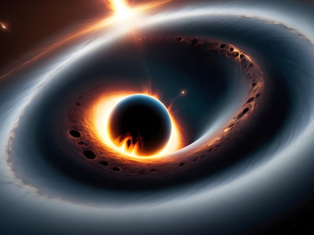 An amazing view of black hole devouring a planet
