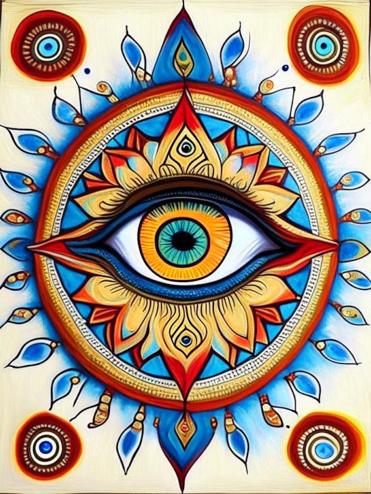 Mandala With An Eye, Symbol, Third Eye Rothko Neutral 1