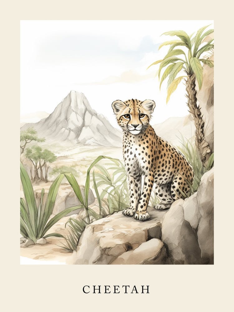 Beatrix Potter Inspiré par - Aquarelle Animale Guépard 1