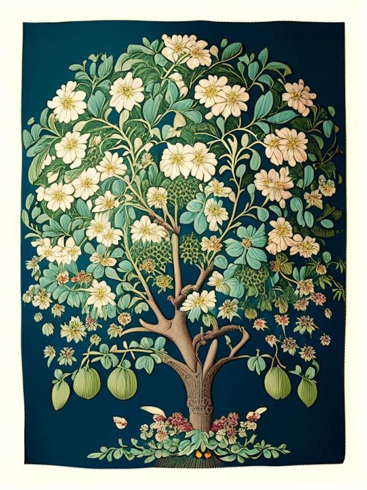 Umbrella Tree 2 Floral Botanical Vintage Poster Flower
