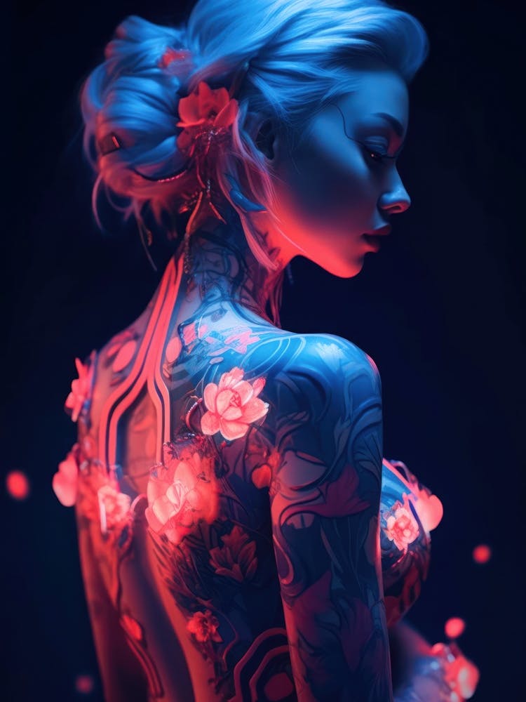 Neonblume Cyberpunk-Mädchen