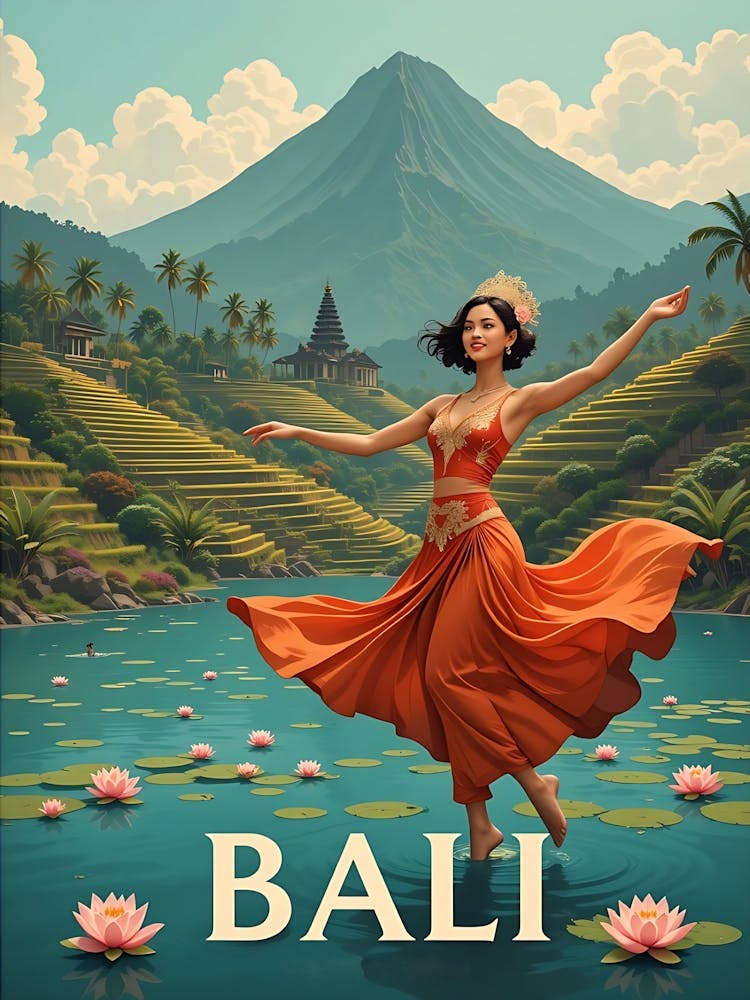 Bali Indonesia Vintage Travel Poster 9
