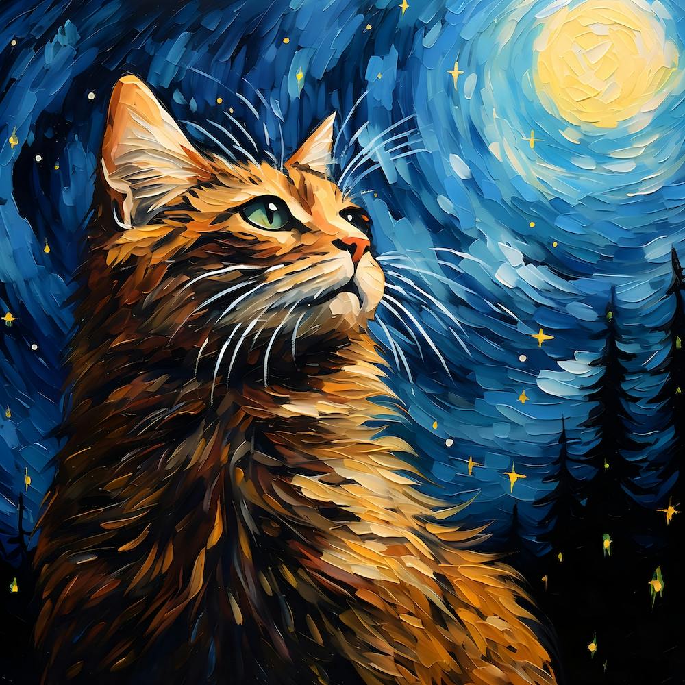 Van Gogh Inspired Cat 1