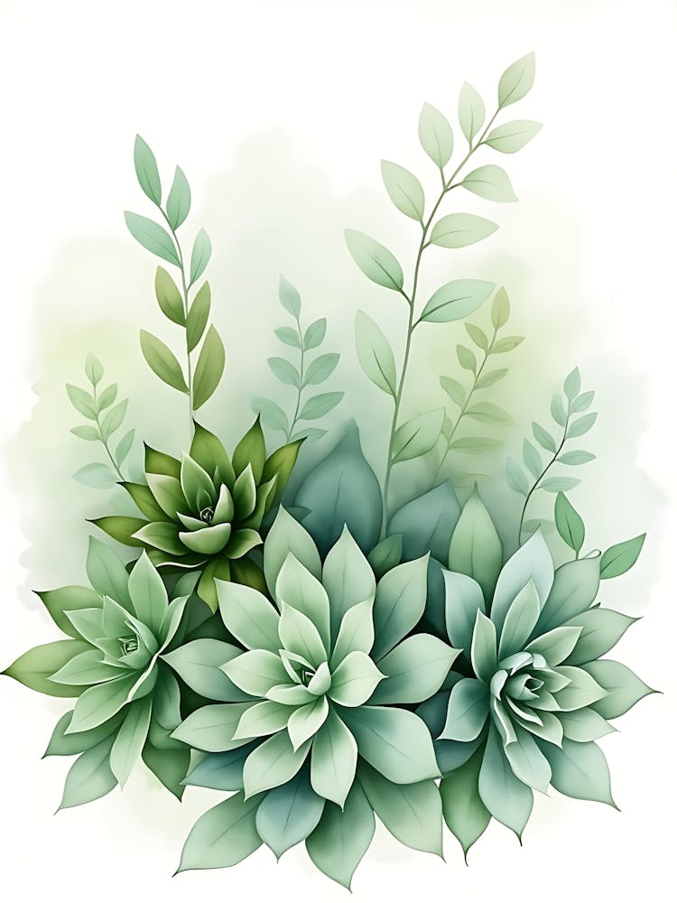 Delicate Sage Green Plant Forms