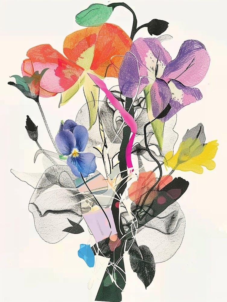 Sweet Pea 3 Collage Flower Bouquet