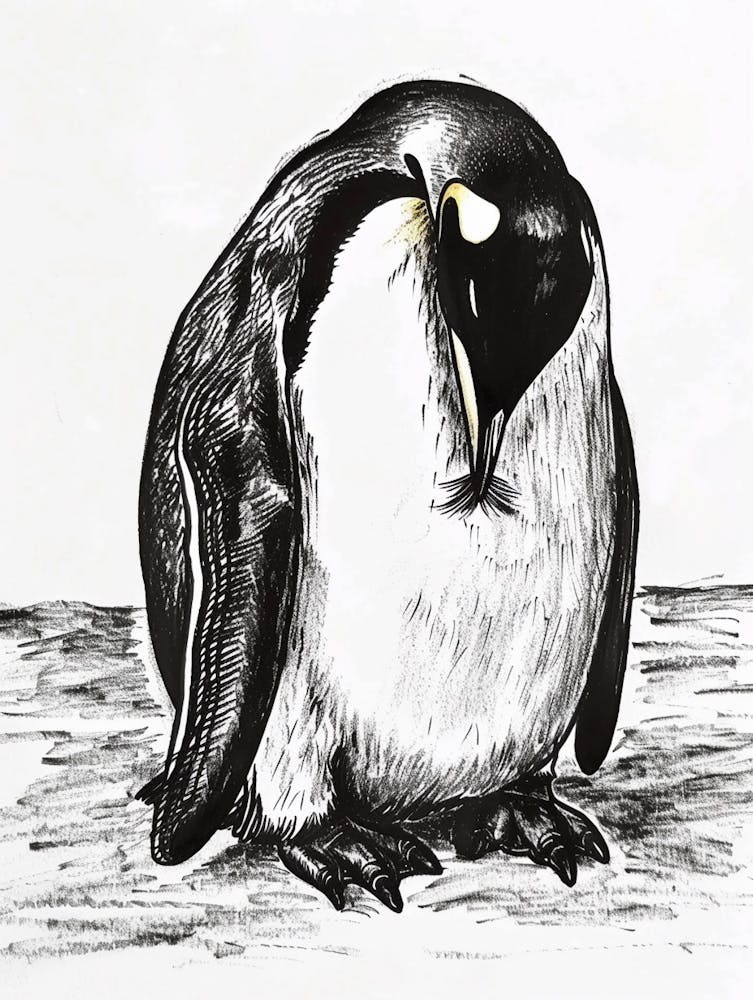 King Penguin Preening Their Feathers 1