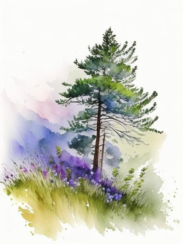 Running Pine Wildflower Watercolour 1
