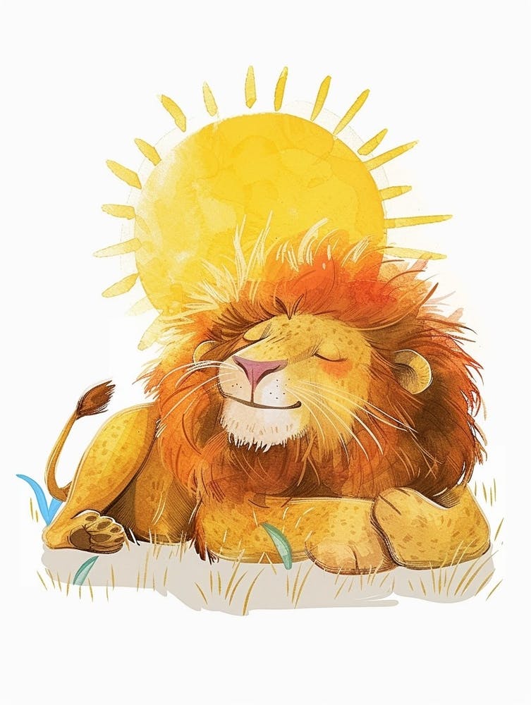African Lion Resting In The Sun Clipart 4