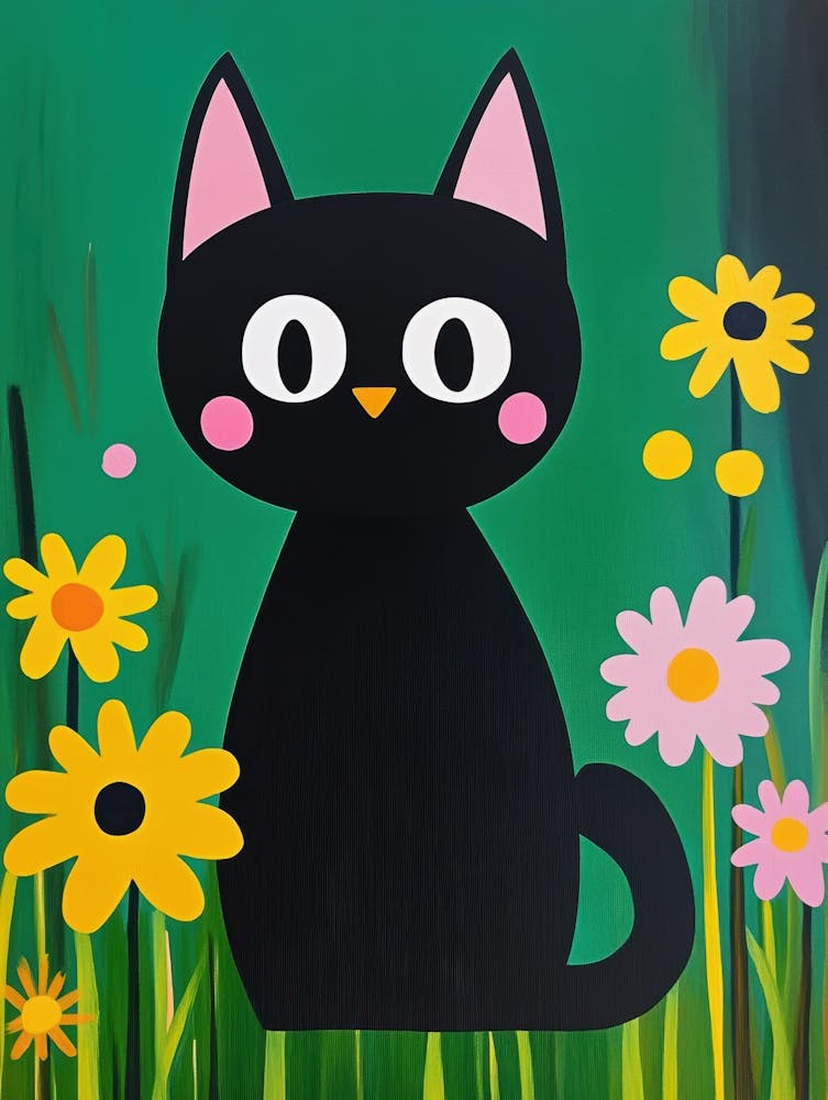 Black Cat In The Meadow 2