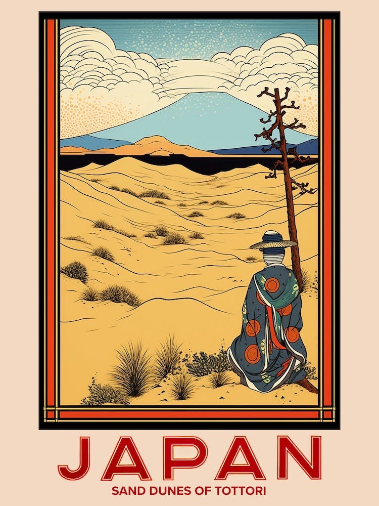 Sand Dunes Of Tottori, Visit Japan Vintage Travel Art 2