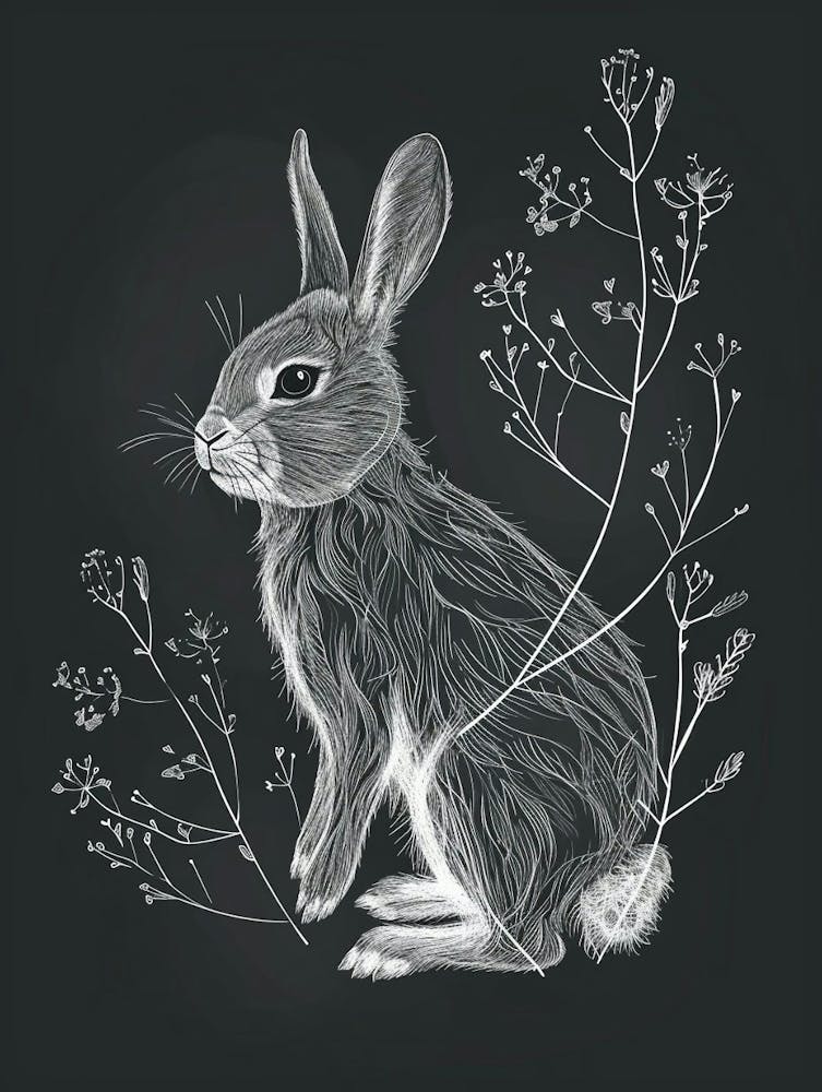 Chinchilla Rabbit Minimalist Illustration 1