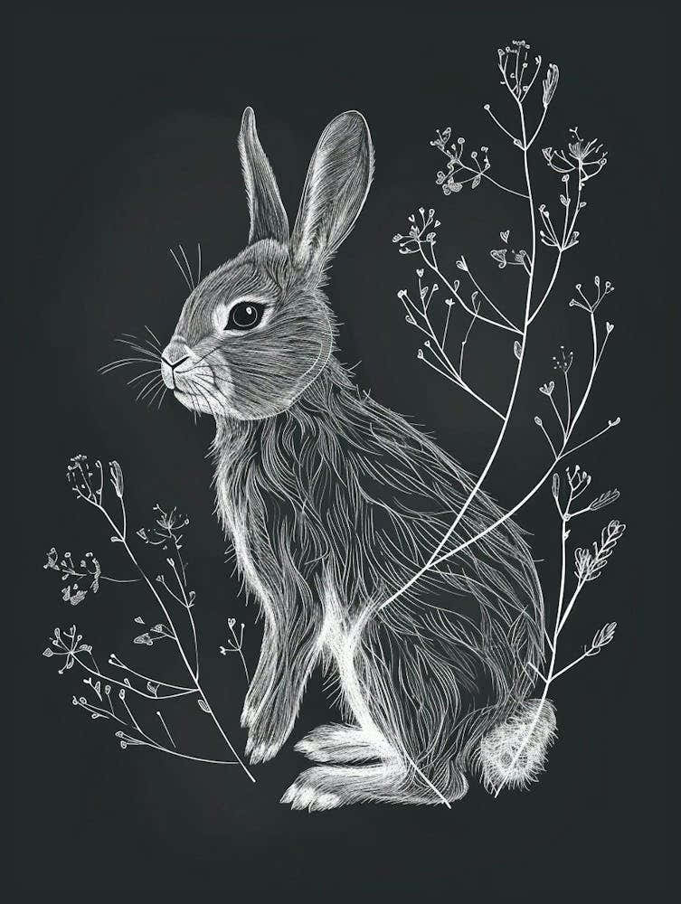 Chinchilla Rabbit Minimalist Illustration 1