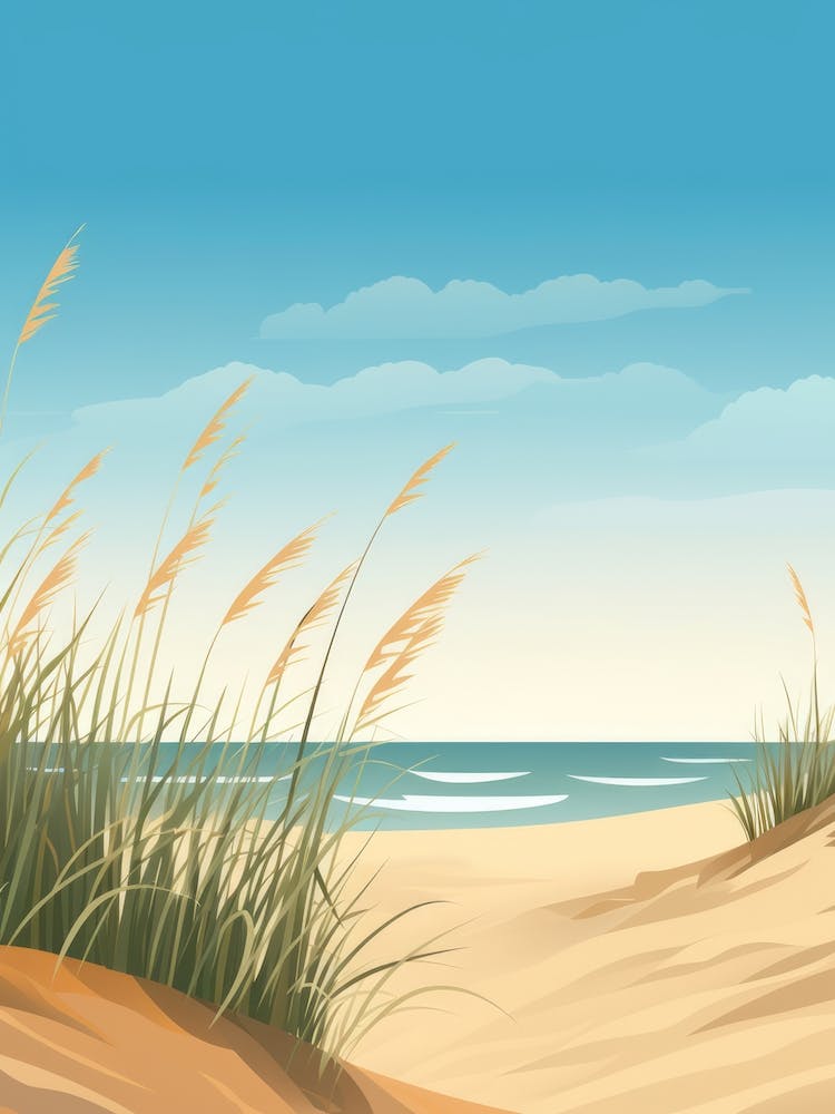 Baltic Sea And North Sea, Minimalist Ocean and Beach Retro Landscape Travel Poster Set #3