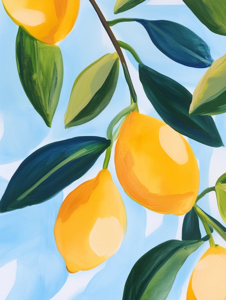 Lemons Gouache Painting