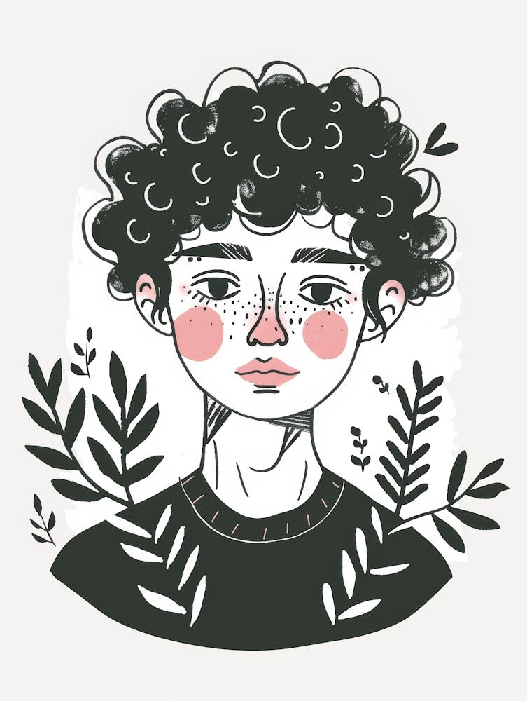 Portrait Of A Boy With Curly Hair