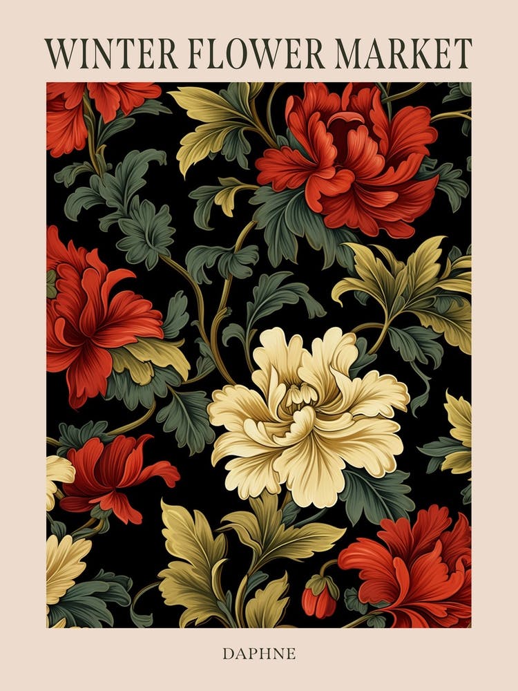 Daphne 3 Winter Flower Market Poster