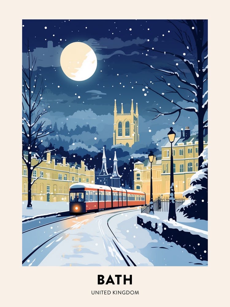 Winter Night  Travel Poster Bath United Kingdom 2