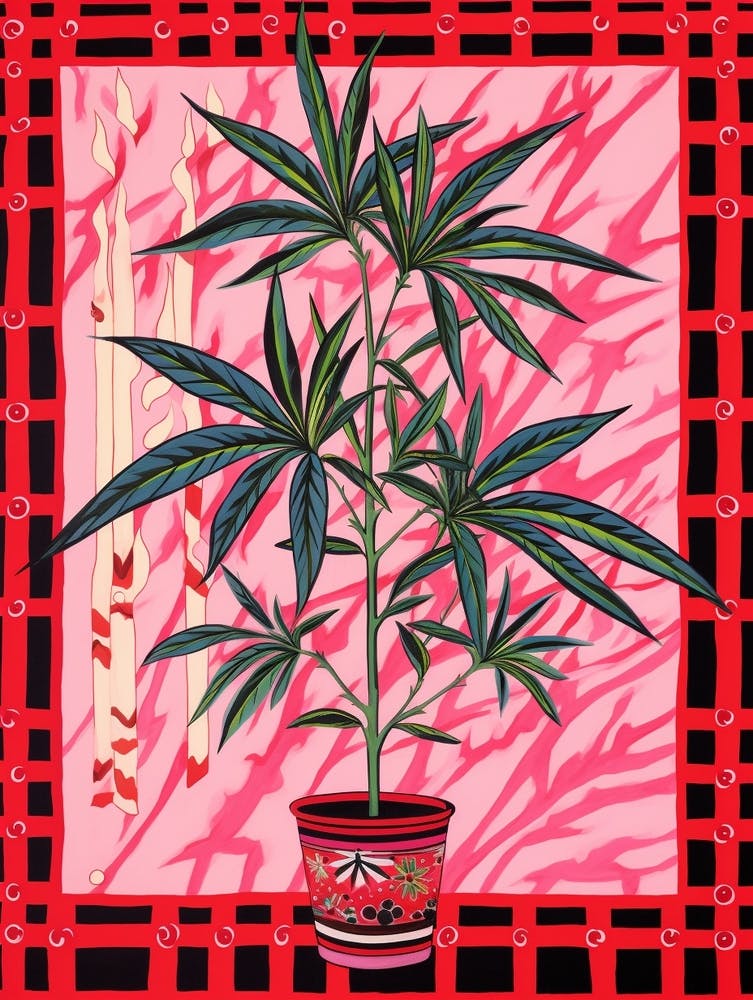 Pink And Red Plant Illustration Dracaena 3