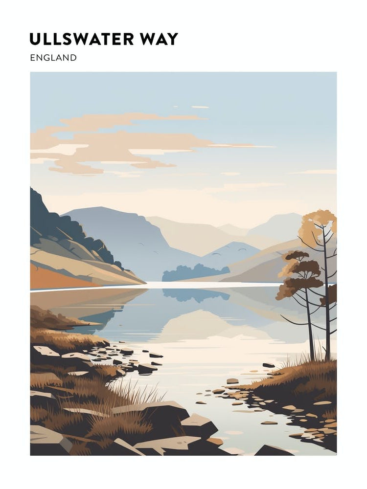The Lake Districts Ullswater Way England 3 Hiking Trail Landscape Poster