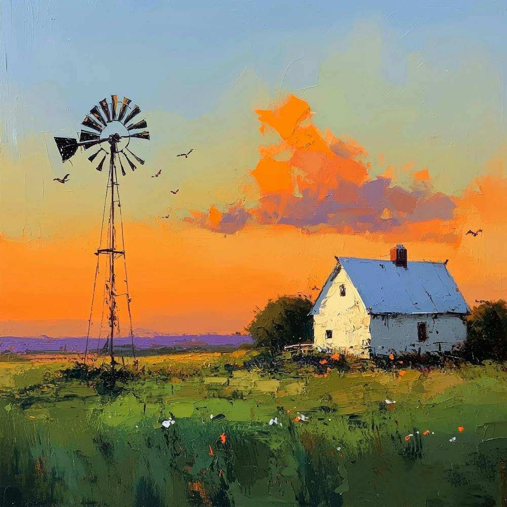 Windmill At Sunset 1
