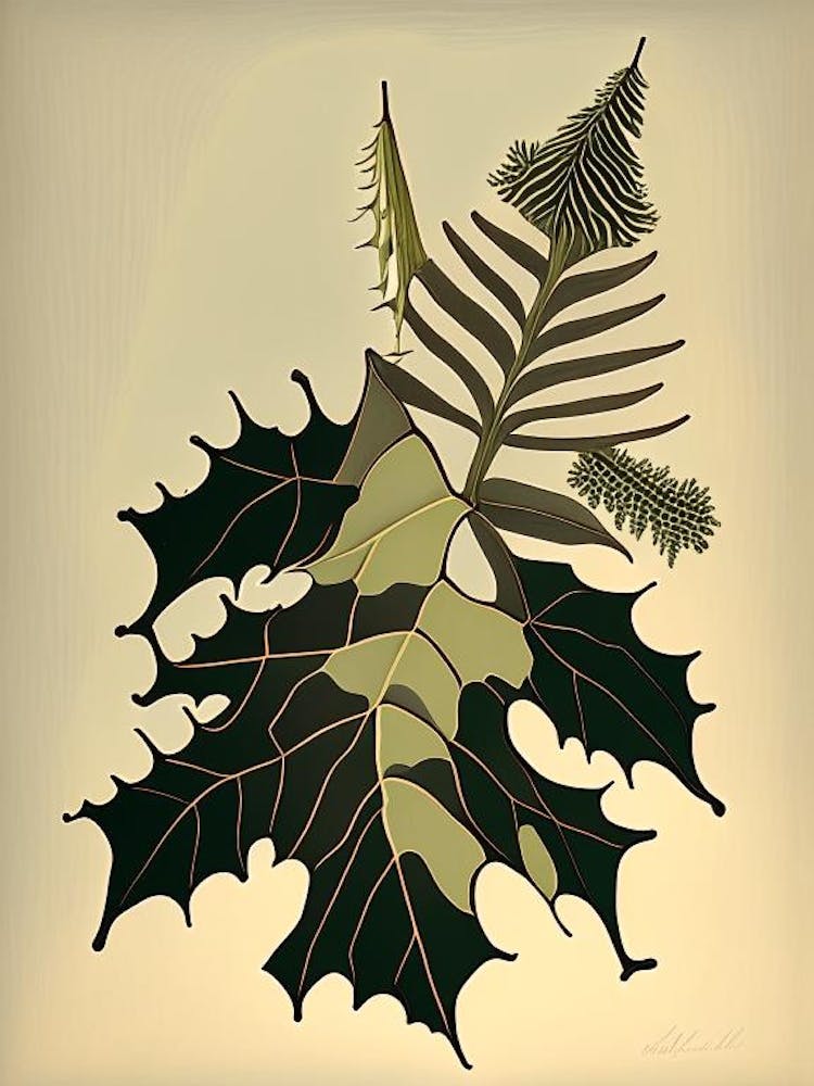Long Eared Holly Fern Rousseau Inspired