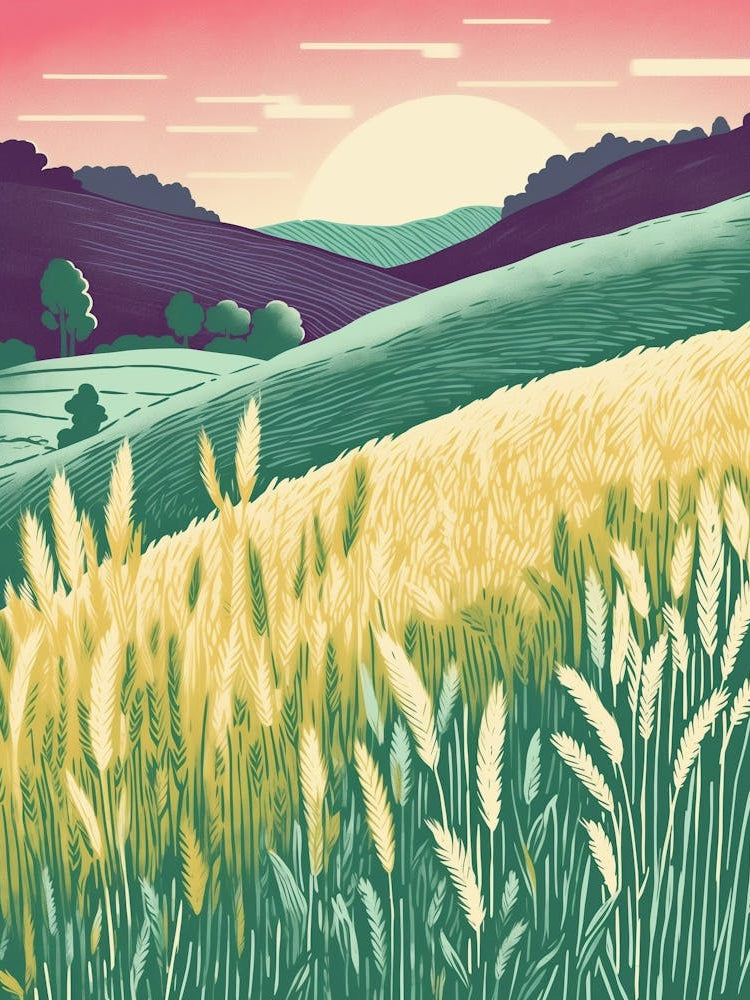 Kornfeld Pastell Illustration malerei, Ruhe und Stille
