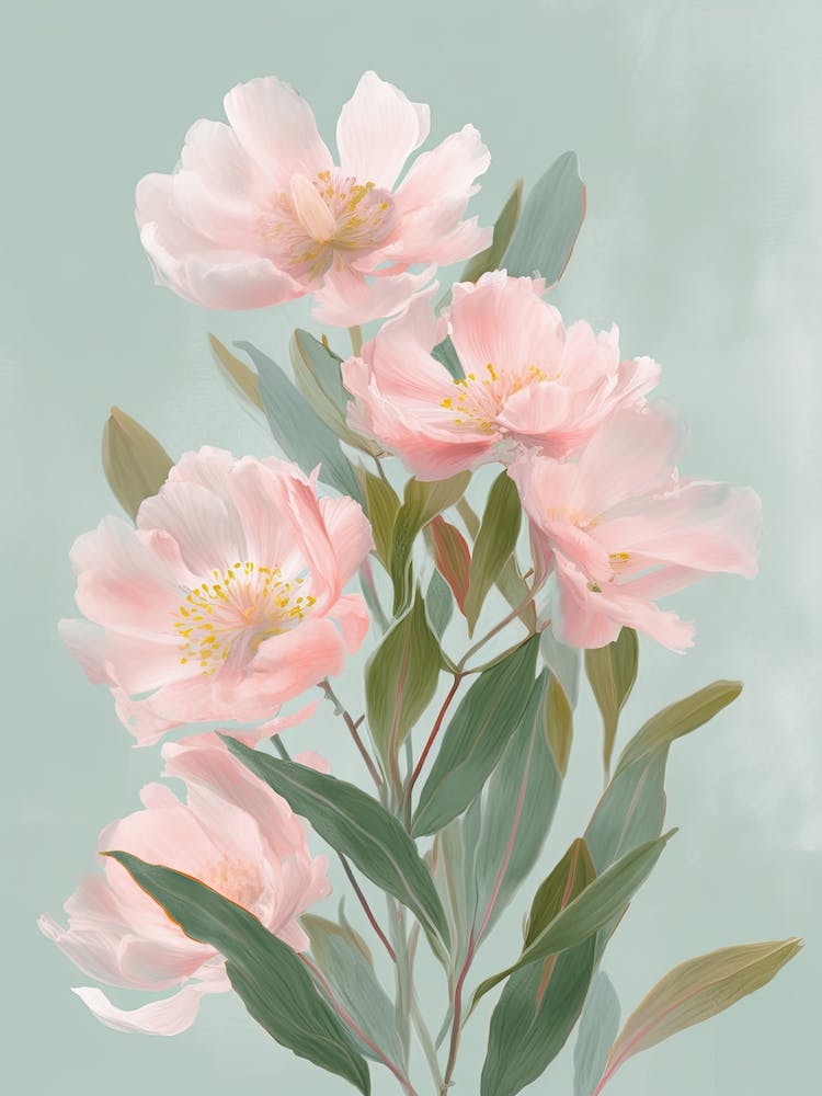 Laurel Flowers Acrylic Painting In Pastel Colours 4