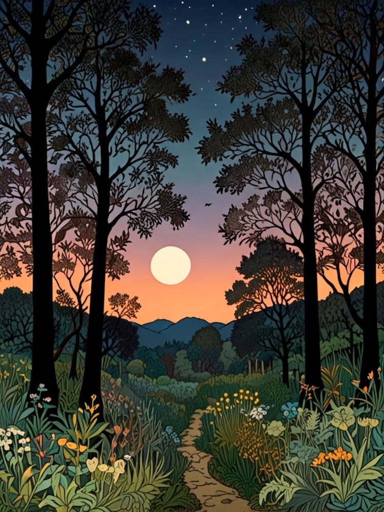 William Morris Forest Path At Night