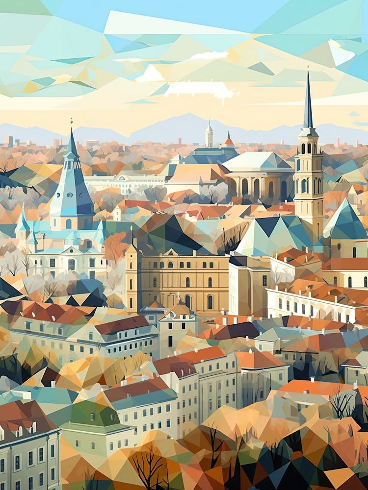 Munich, Germany, Geometric Illustration 3