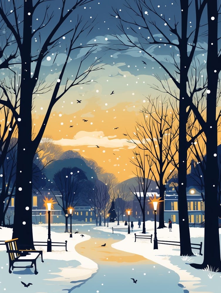 Winter Travel Night Illustration Inverness United Kingdom 1
