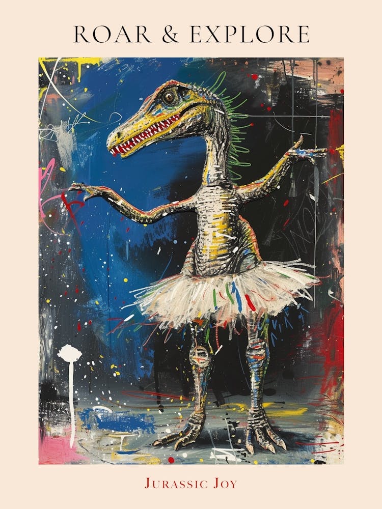 Abstract Dinosaur Wild Brushstrokes Dancing 1 Poster