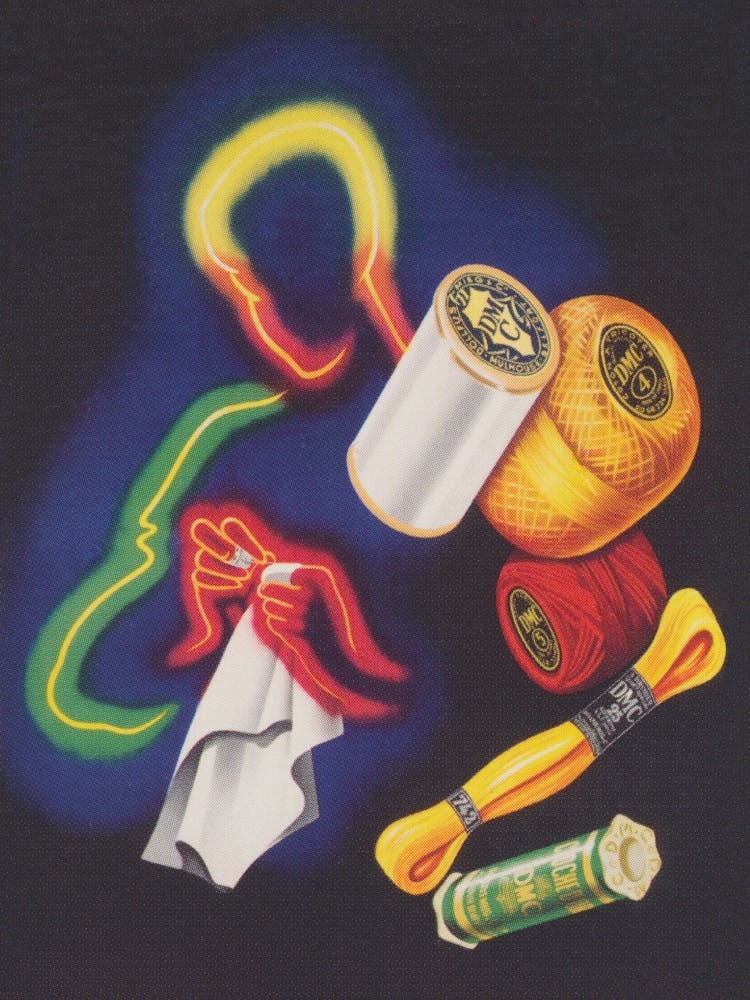 Sewing Machine and Thread Vintage Poster