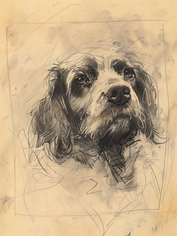 Clumber Spaniel Dog Charcoal Line 4