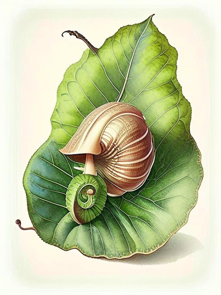 Escargot De Jardin Sur Une Feuille Botanique