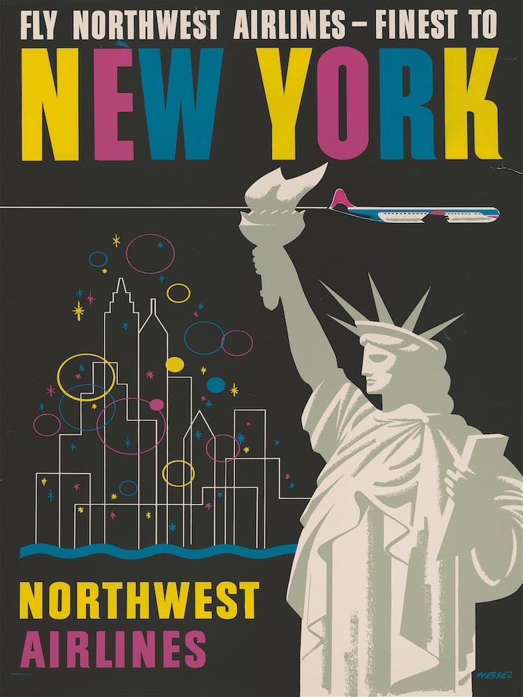 Fly Northwest Airlines Vintage Poster