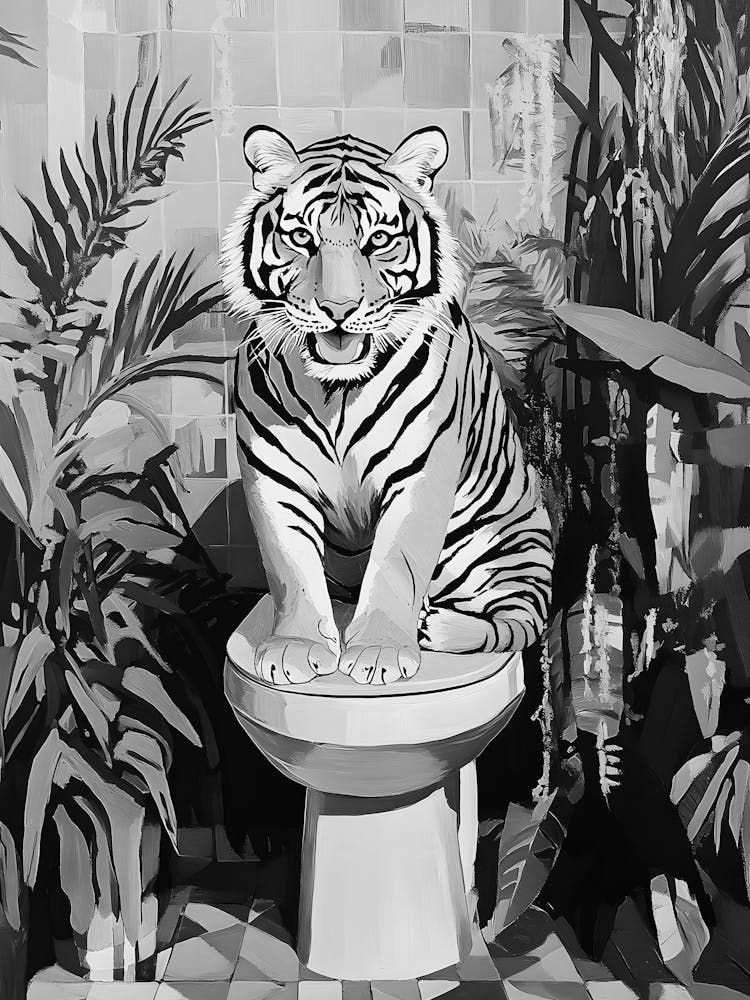 Tiger On Toilet 1