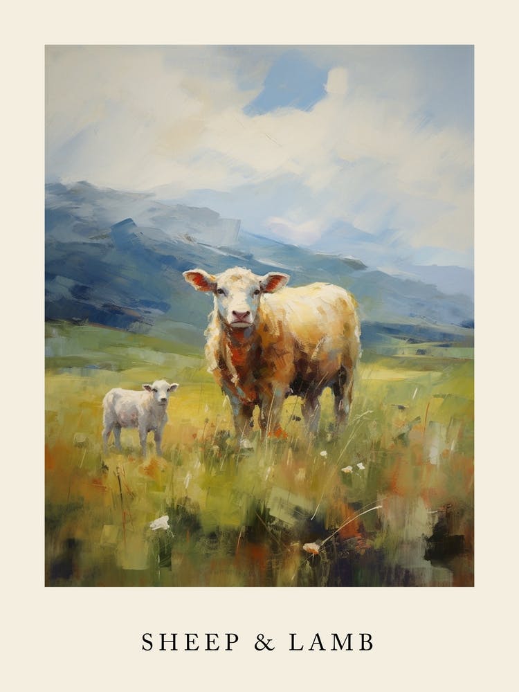 Sheep & Lamb In The Green Grass Of The Scottish Highlands 1