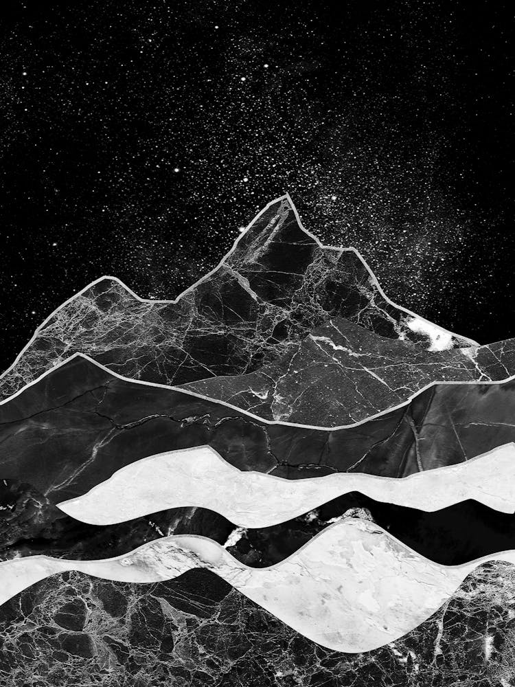 Mountain In The Night Sky