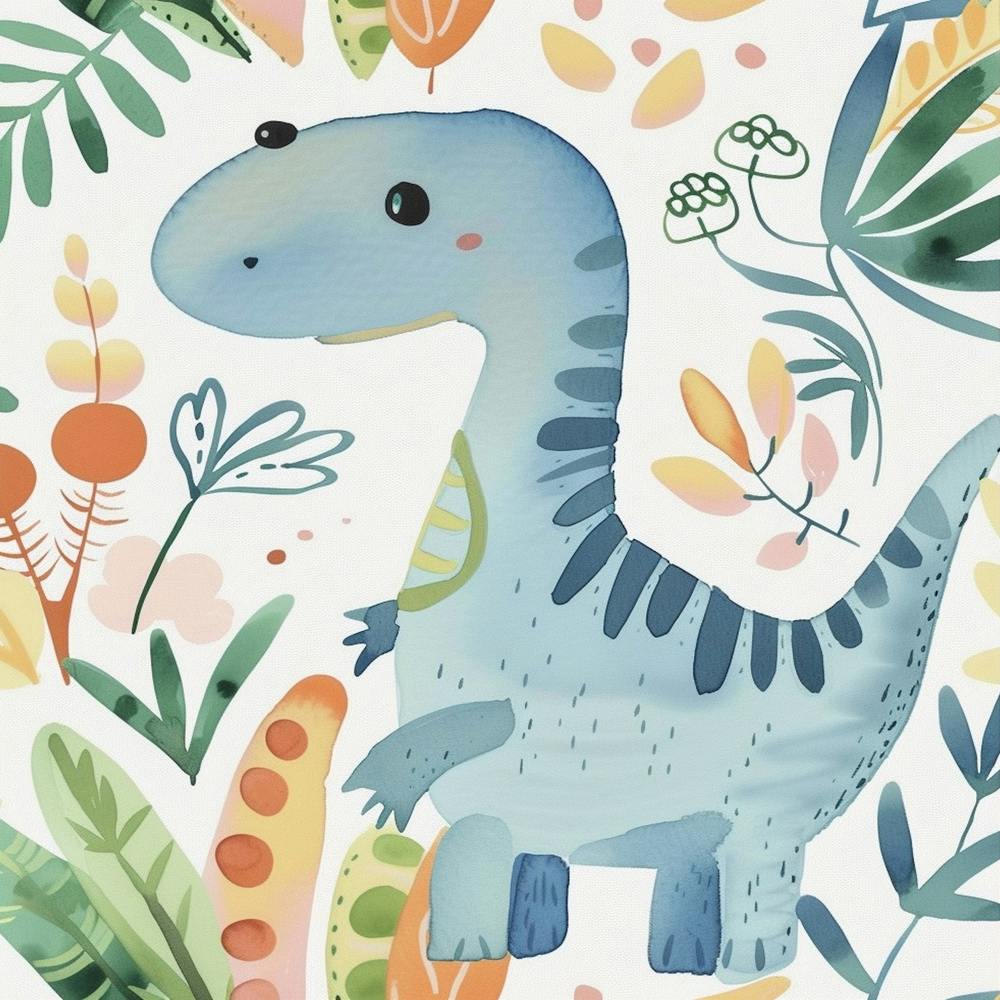 Plateosaurus Dinosaur Muted Pastels Pattern 4