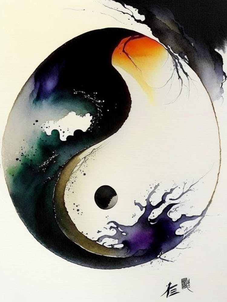 Close Up Ying And Yang 1 Japanese Ink