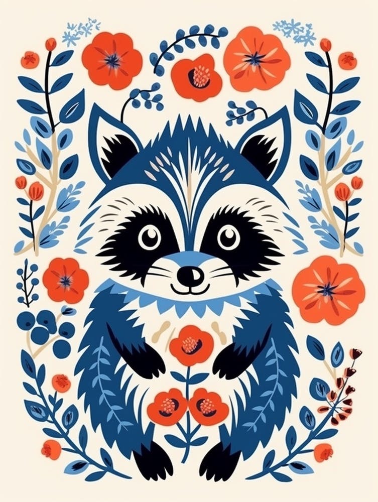 Baby Animal Illustration  Raccoon 2