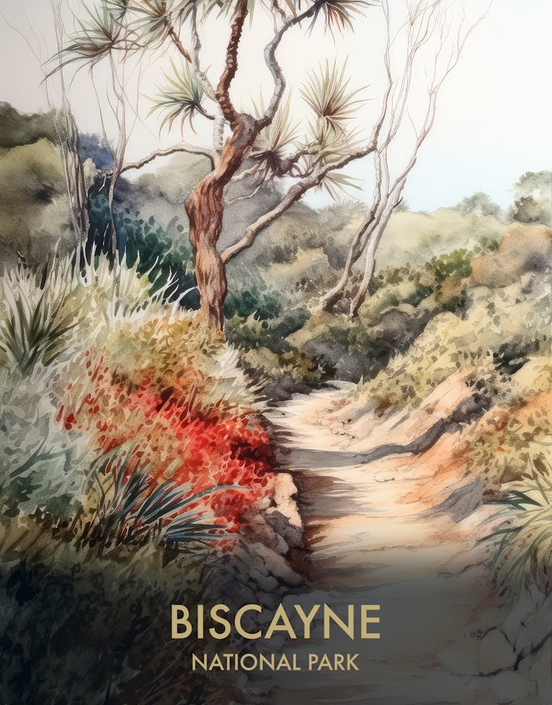 Biscayne National Park Aquarelle Affiche de voyage vintage 3