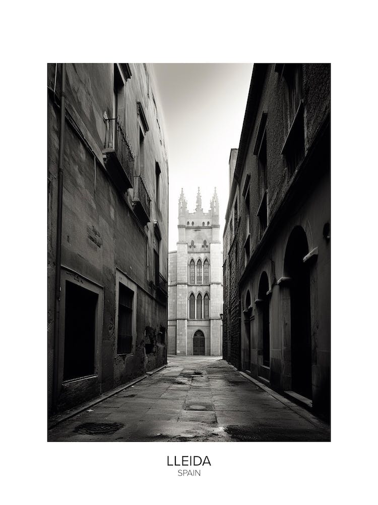 Poster Of Lleida, Spain, Black And White Analogue Photography 3
