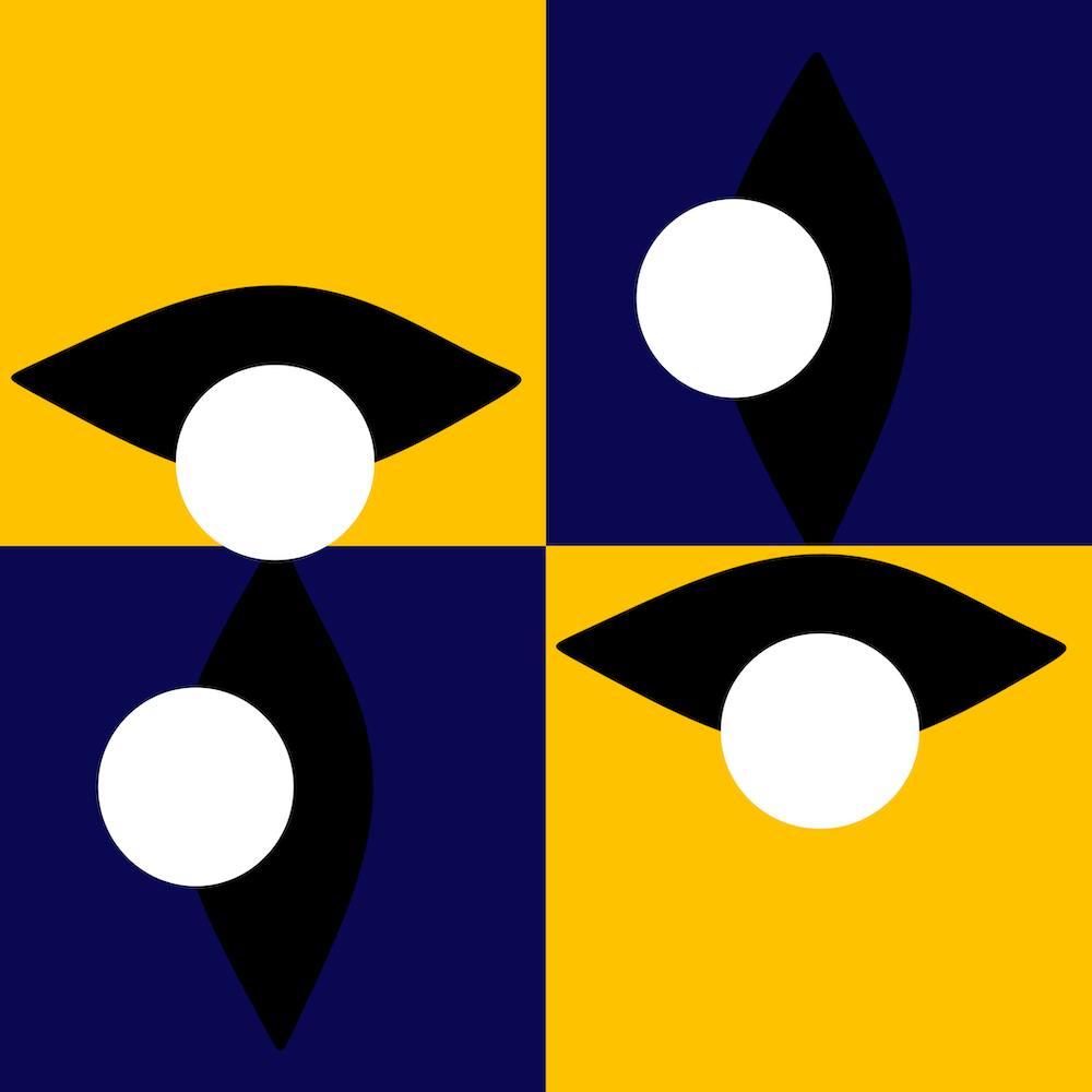 Blue and Yellow Checkered Eye