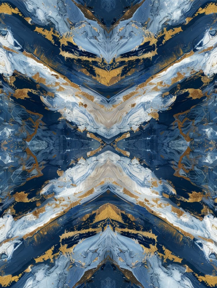 Gold And Blue Abstract Painting 7